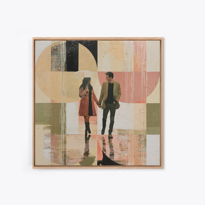 Couple Walking Through Rain Canvas Print, Expressionist Art, Fine Art Print, Living Room Decor, Fine Art, Expression, EXP-1x1-95