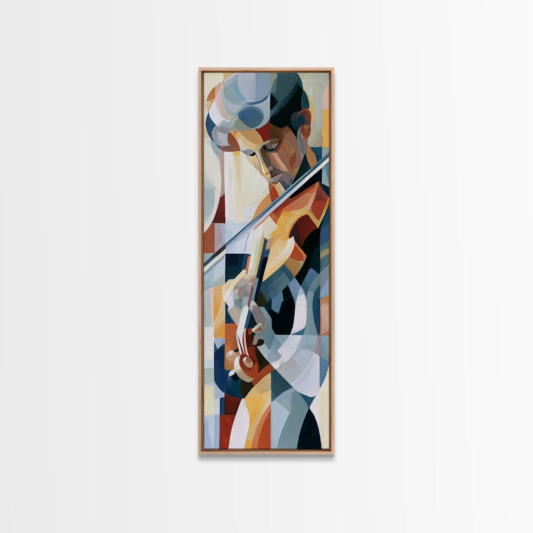 Violinist Painted in Electric Brush Marks Canvas Print, Expressionist Art, Colorful Wall Art, Living Room Decor, Expression, EXP-1x3-1