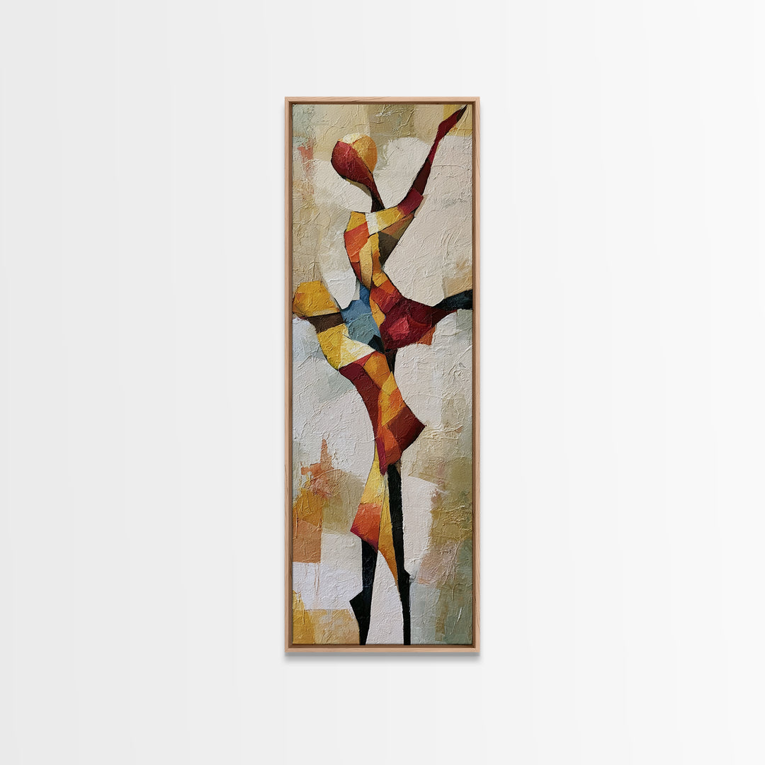 Dancer Figure Fractured into Vibrant Movement Canvas Print, Expressionist Art, Home Decor, Living Room Decor, Expression, EXP-1x3-16
