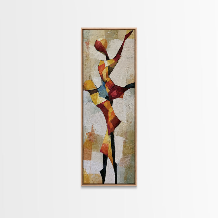 Dancer Figure Fractured into Vibrant Movement Canvas Print, Expressionist Art, Home Decor, Living Room Decor, Expression, EXP-1x3-16