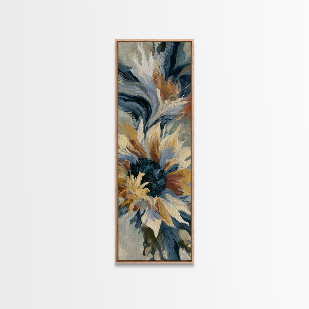 Sunflowers Twisting in Intense Painted Energy Framed Canvas Print, Expressionist Art, Art, Living Room Decor, Expression, EXP-1x3-20