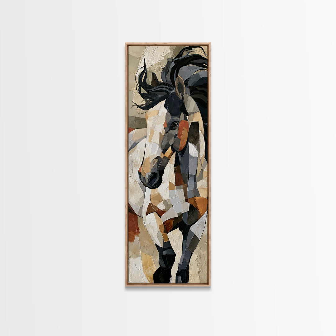 Expressionist Horse in Motion with Wild Mane Canvas Print, Expressionist Art, Minimalist Wall Art, Living Room Decor, EXP-1x3-22