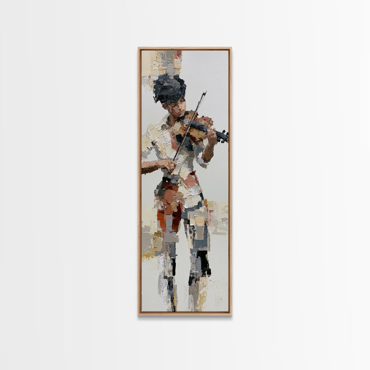 Violinist Painted in Electric Brush Marks Canvas Print, Expressionist Art, Digital Wall Art, Living Room Decor, Expression, EXP-1x3-25