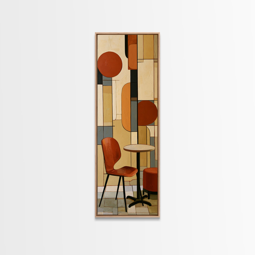 Lonely Caf Table Canvas Print, Expressionist Art, Blue Wall Art, Living Room Decor, Fine Art, Expression, Luxury Decor, EXP-1x3-41