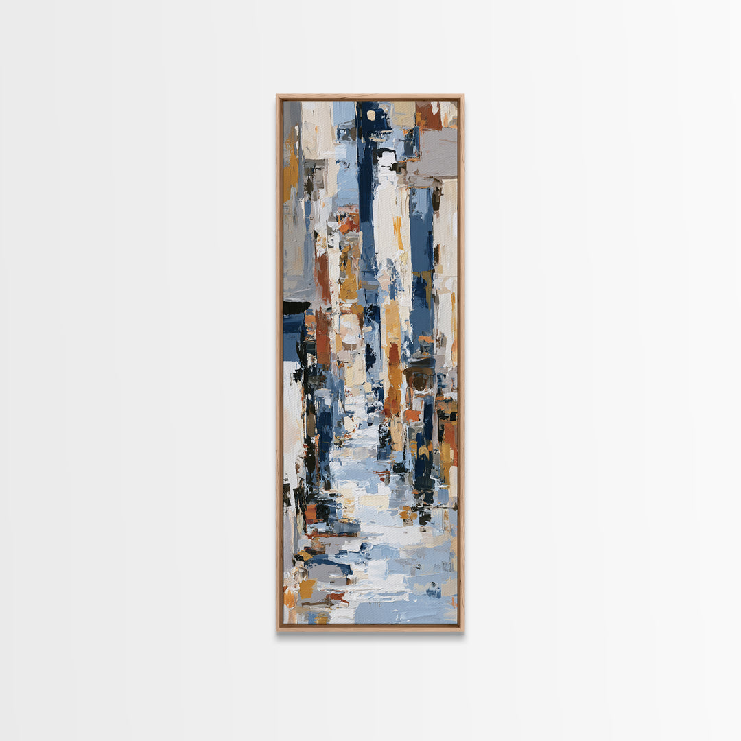 Distorted City Street Framed Canvas Print, Expressionist Art, Painting, Living Room Decor, Expression, Abstract Wall Art, EXP-1x3-61