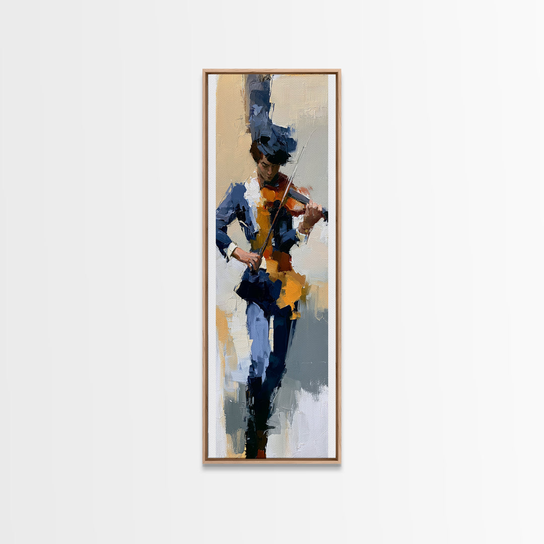 Violinist Painted in Electric Brush Marks Canvas Print, Expressionist Art, Abstract Art, Living Room Decor, Expression, EXP-1x3-73
