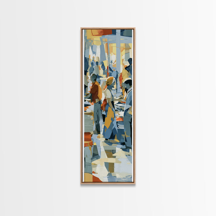 Fish Market Scene Canvas Print, Expressionist Art, Boho Decor, Living Room Decor, Fine Art, Expression, Digital Prints, EXP-1x3-82