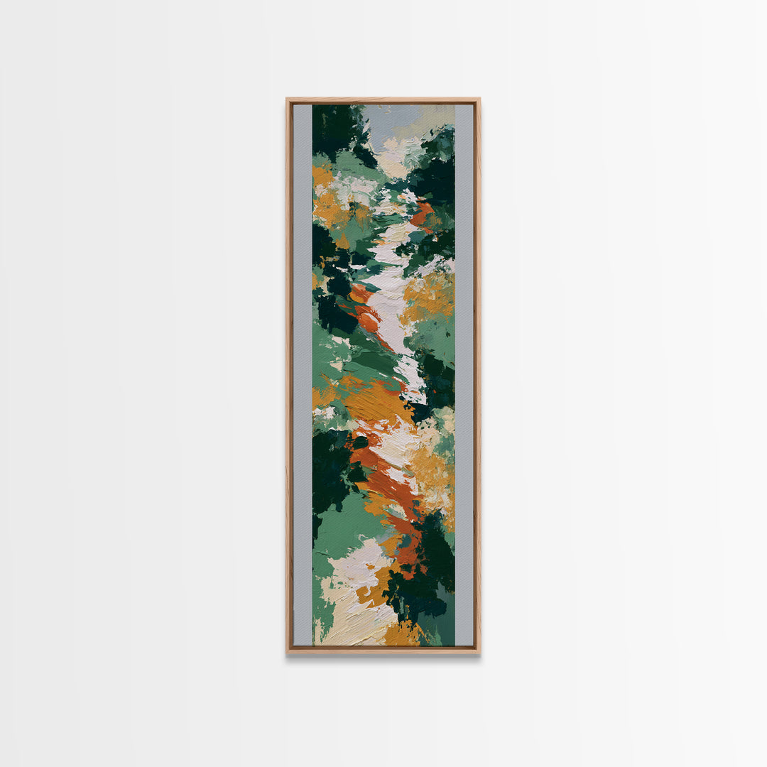 Garden Path with Thick Green and Orange Canvas Print, Expressionist Art, Textured Painting, Living Room Decor, Expression, EXP-1x3-98