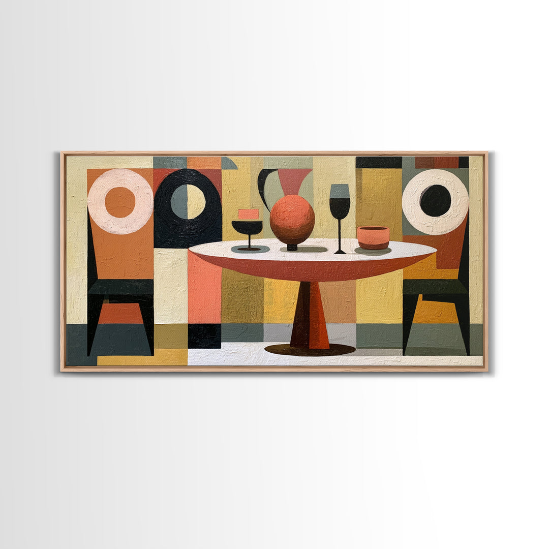 Lonely Caf Table Framed Canvas Print, Expressionist Art, Printable Wall Art, Living Room Decor, Fine Art, Expression, EXP-2x1-25