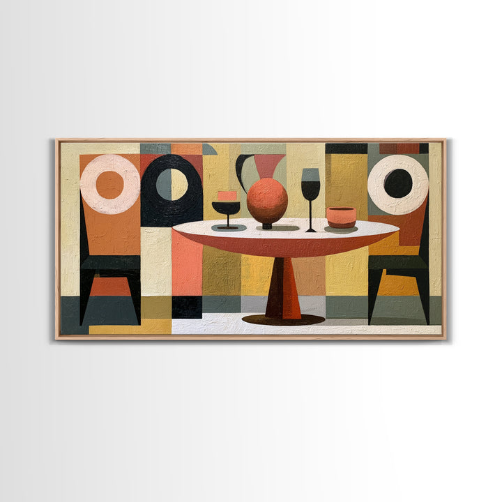 Lonely Caf Table Framed Canvas Print, Expressionist Art, Printable Wall Art, Living Room Decor, Fine Art, Expression, EXP-2x1-25