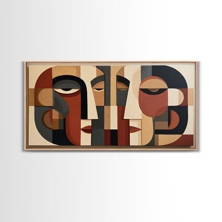 Abstract Face Split by Contrasting Emotions Canvas Print, Expressionist Art, Large Wall Art, Living Room Decor, Expression, EXP-2x1-31