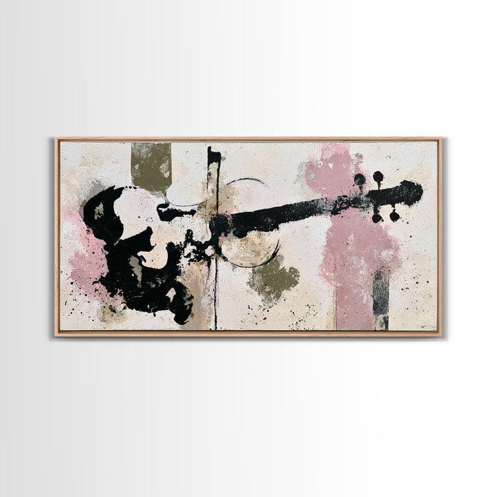 Violinist Painted in Electric Brush Marks Framed Canvas Print, Expressionist Art, Painting, Living Room Decor, Expression, EXP-2x1-33