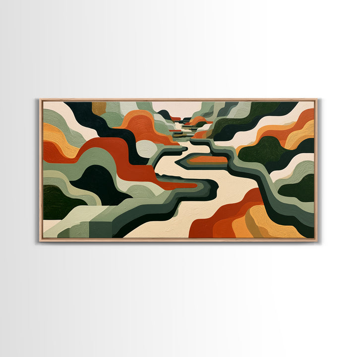 Garden Path with Thick Green and Orange Canvas Print, Expressionist Art, Contemporary Art, Living Room Decor, Expression, EXP-2x1-34