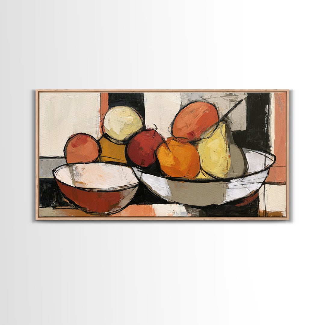 Bold Still Life of Fruit Framed Canvas Print, Expressionist Art, Digital Prints, Living Room Decor, Abstract Art, Expression, EXP-2x1-37