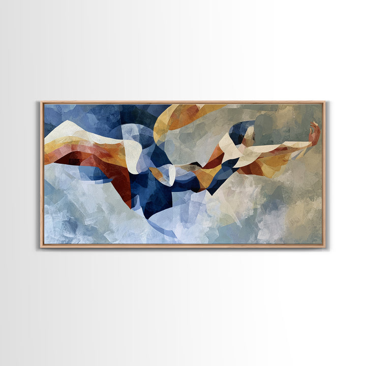Dancer Figure Fractured into Vibrant Movement Canvas Print, Expressionist Art, Painting, Living Room Decor, Expression, EXP-2x1-48