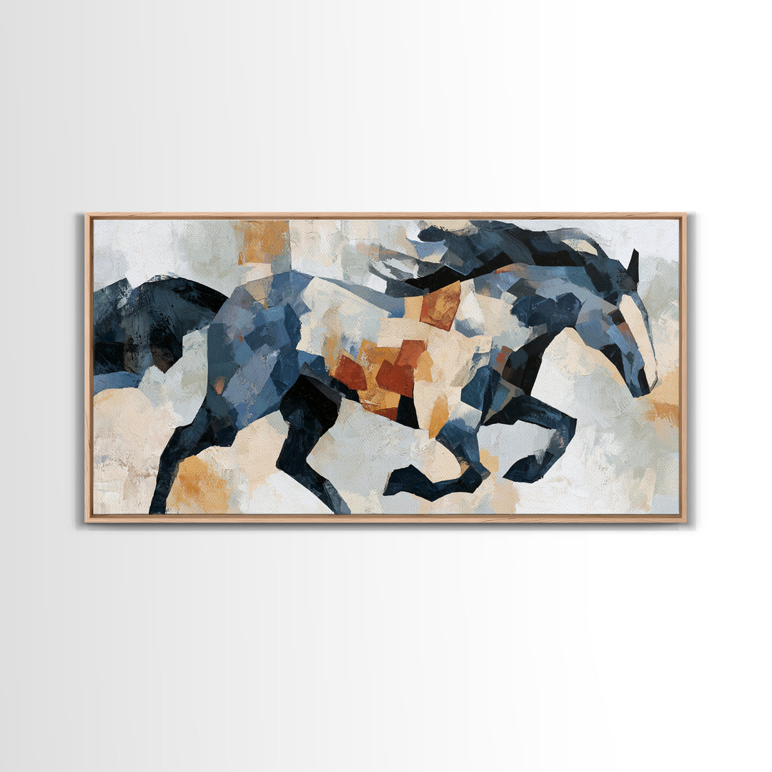 Expressionist Horse in Motion with Wild Mane Canvas Print, Expressionist Art, Painting, Living Room Decor, Fine Art, Expression, EXP-2x1-54