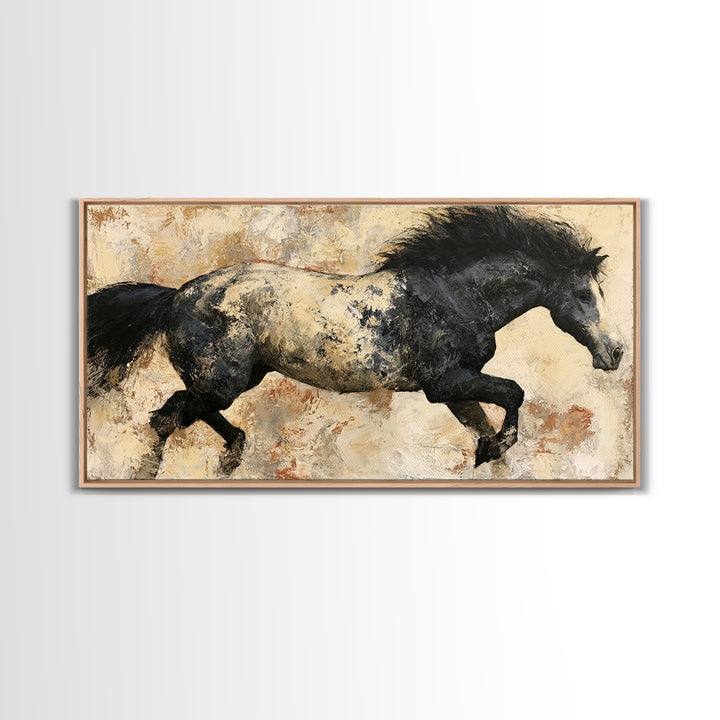 Expressionist Horse in Motion with Wild Mane Canvas Print, Expressionist Art, Minimalist Decor, Living Room Decor, Expression, EXP-2x1-6