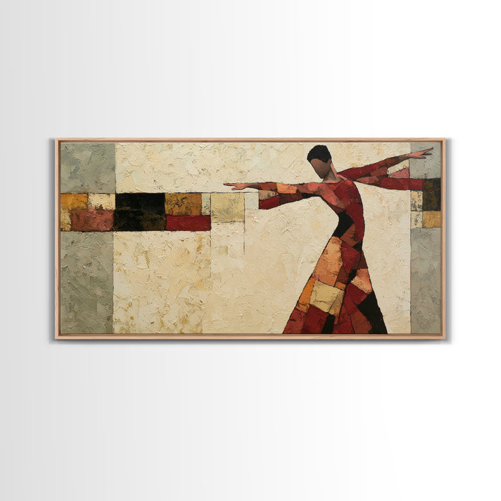 Dancer Figure Fractured into Vibrant Movement Canvas Print, Expressionist Art, Digital Wall Art, Living Room Decor, Expression, EXP-2x1-72