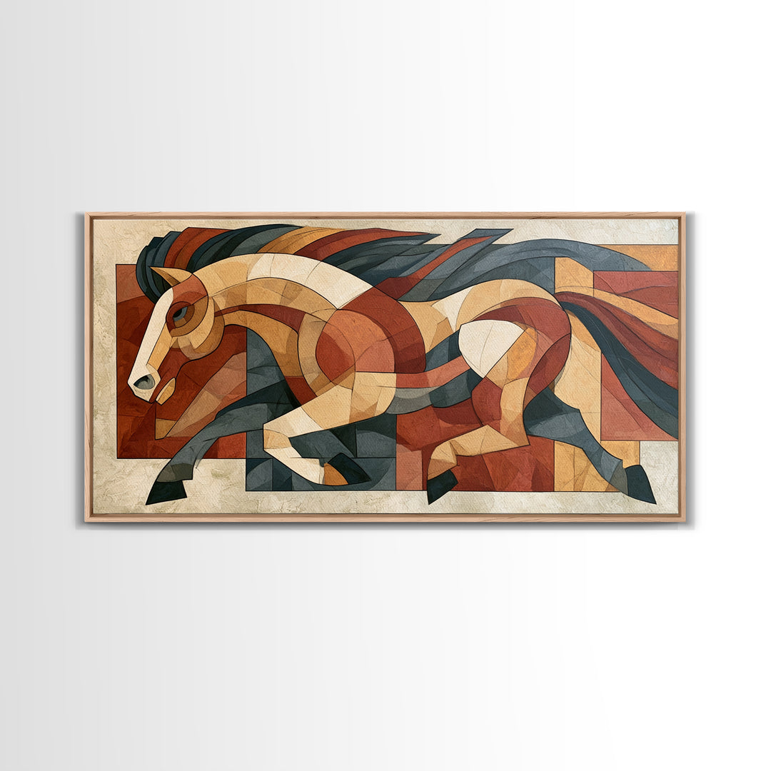 Expressionist Horse in Motion with Wild Mane Canvas Print, Expressionist Art, Painting, Living Room Decor, Fine Art, Expression, EXP-2x1-78