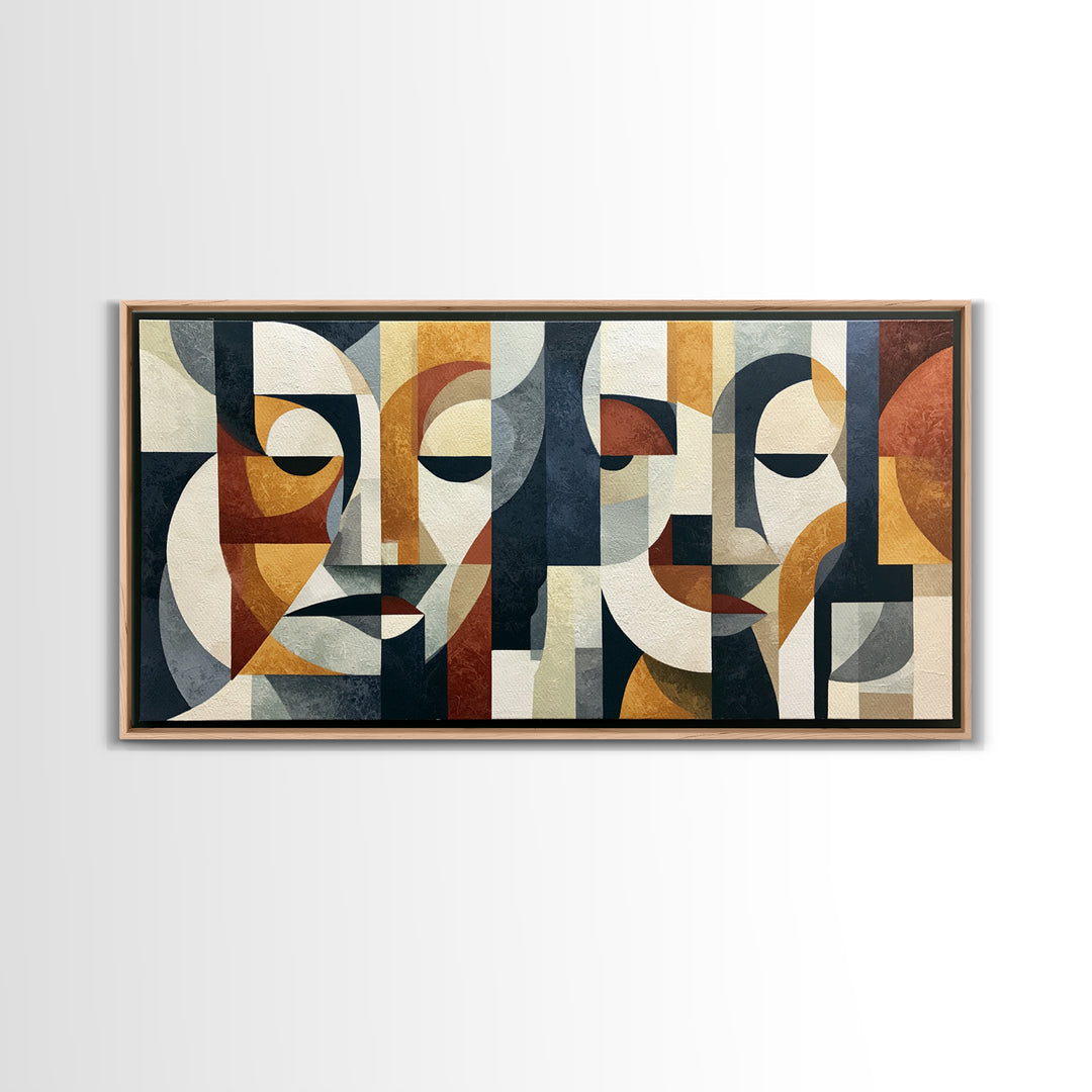 Abstract Face Split by Contrasting Emotions Canvas Print, Expressionist Art, Downloadable Prints, Living Room Decor, Expression, EXP-2x1-79