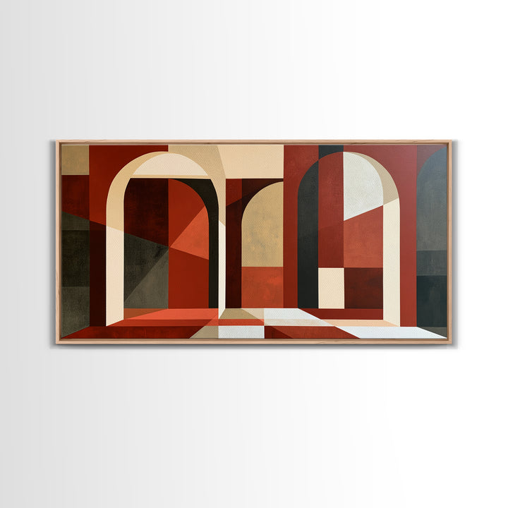 Red Room Interior Abstraction Without Realistic Furniture Canvas Print, Expressionist Art, Modern Art, Living Room Decor, EXP-2x1-87