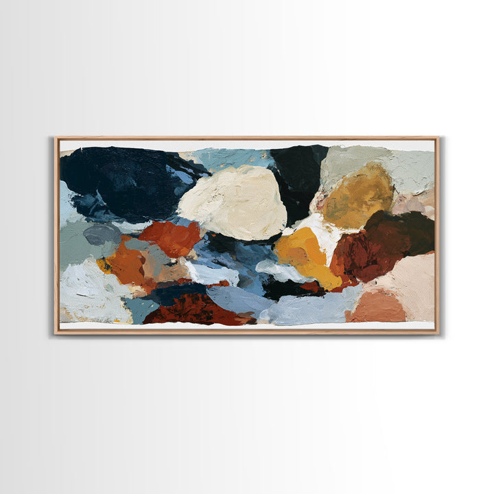 Stormy Landscape Painted Framed Canvas Print, Expressionist Art, Neutral Decor, Living Room Decor, Oil Painting, Expression, EXP-2x1-95