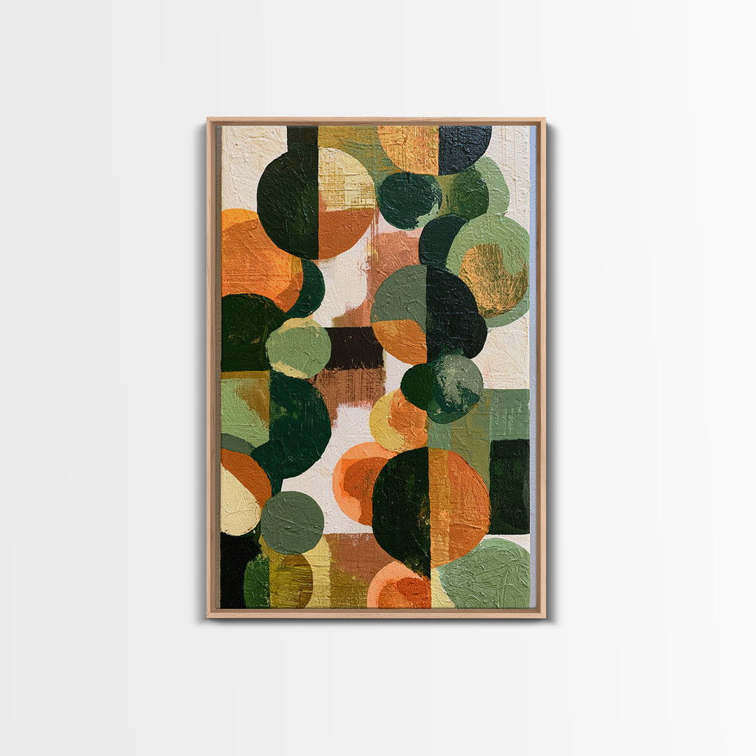 Garden Path with Thick Green and Orange Framed Canvas Print, Expressionist Art, Art, Living Room Decor, Fine Art, Expression, EXP-2x3-22