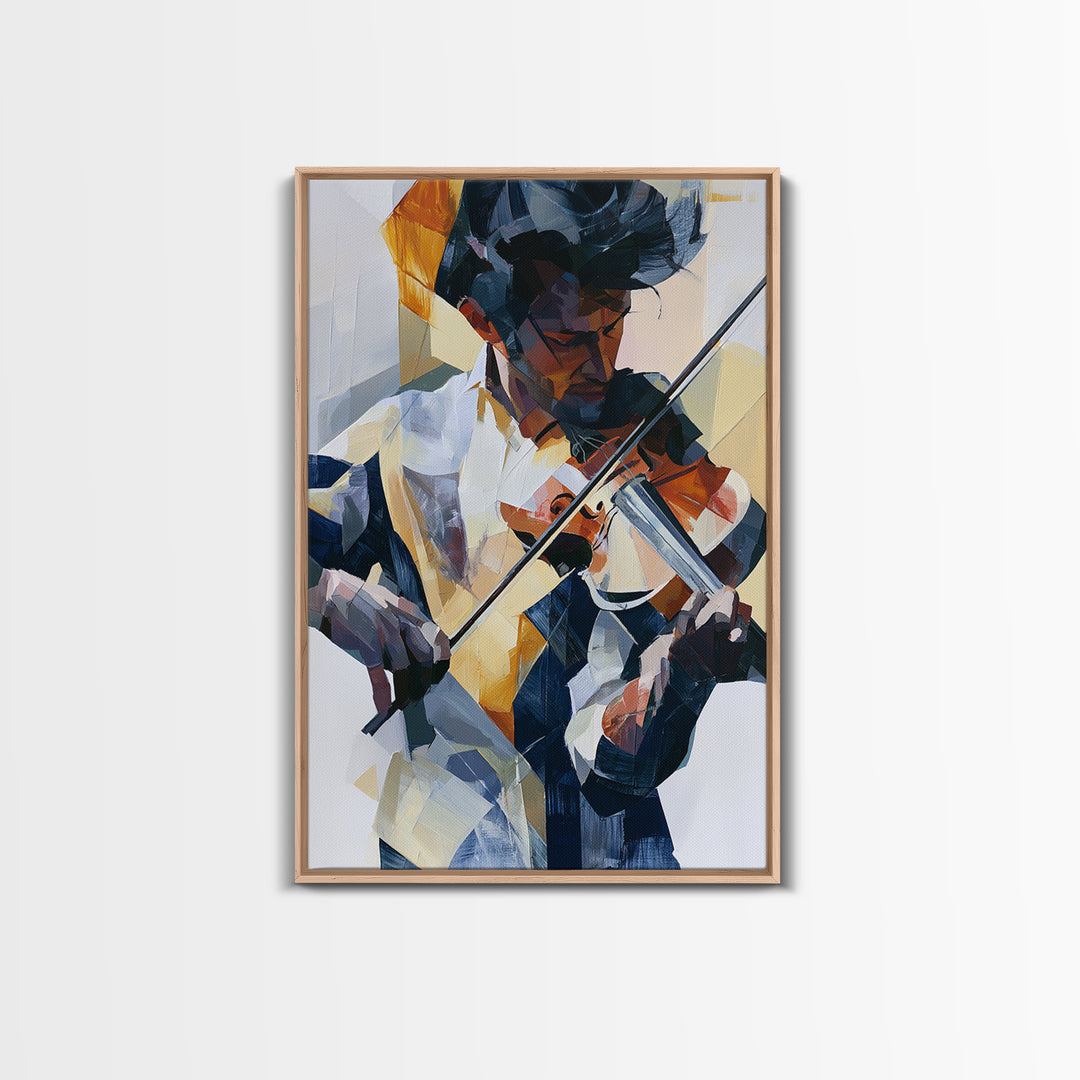 Violinist Painted in Electric Brush Marks Canvas Print, Expressionist Art, Abstract Art, Living Room Decor, Expression, EXP-2x3-45