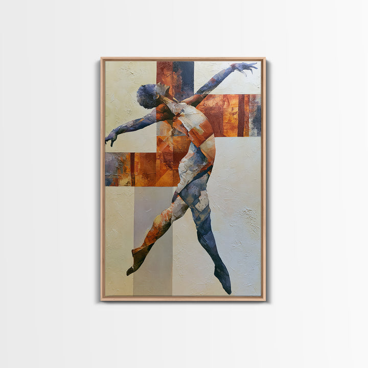 Dancer Figure Fractured into Vibrant Movement Canvas Print, Expressionist Art, Digital Wall Art, Living Room Decor, Expression, EXP-2x3-60