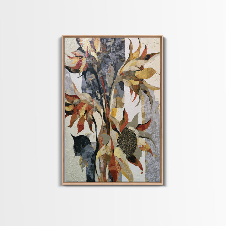 Sunflowers Twisting in Intense Painted Energy Canvas Print, Expressionist Art, Abstract Wall Art, Living Room Decor, Expression, EXP-2x3-88
