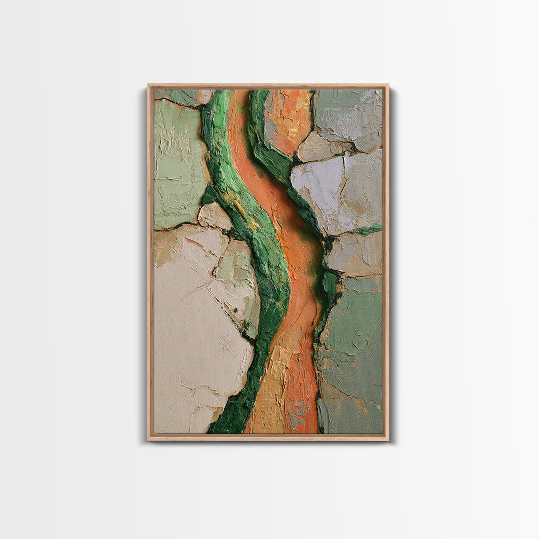 Garden Path with Thick Green and Orange Canvas Print, Expressionist Art, Canvas Art, Living Room Decor, Expression, EXP-2x3-94