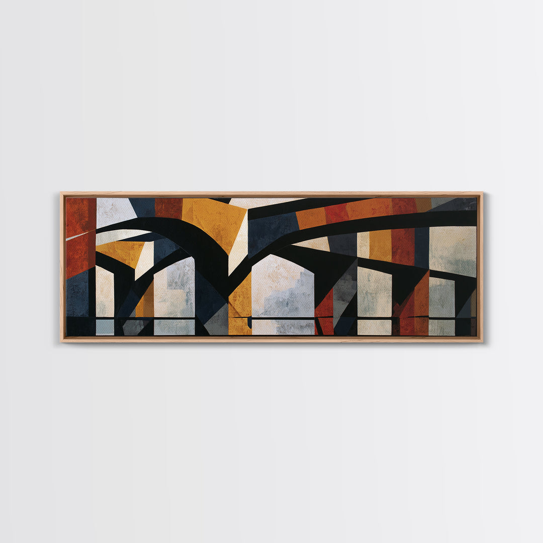Urban Bridge with Heavy Black Contours Framed Canvas Print, Expressionist Art, Art Print, Living Room Decor, Expression, EXP-3x1-10