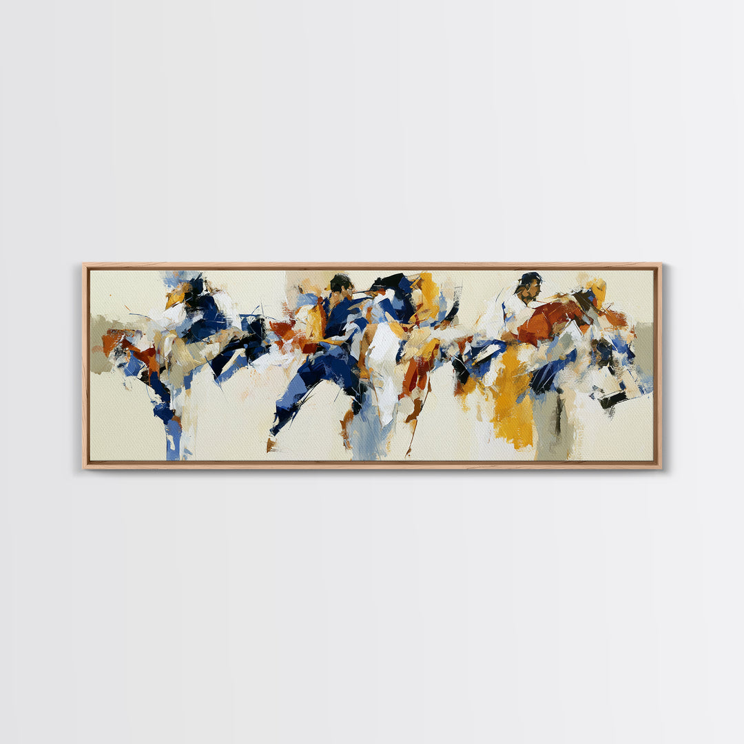 Dancer Figure Fractured into Vibrant Movement Canvas Print, Expressionist Art, Minimalist Wall Art, Living Room Decor, EXP-3x1-20