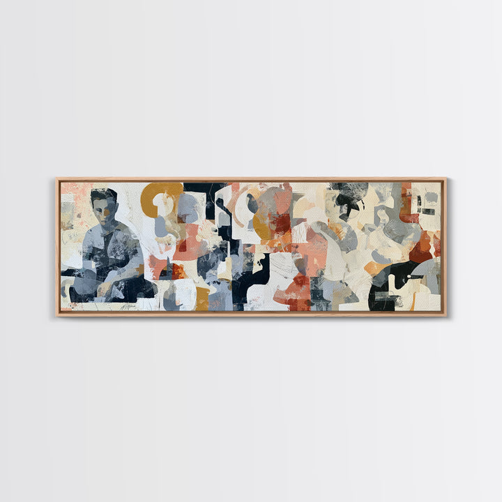 Seated Figure with Raw Gestural Outlines Framed Canvas Print, Expressionist Art, Room Decor, Living Room Decor, Oil Painting, EXP-3x1-23