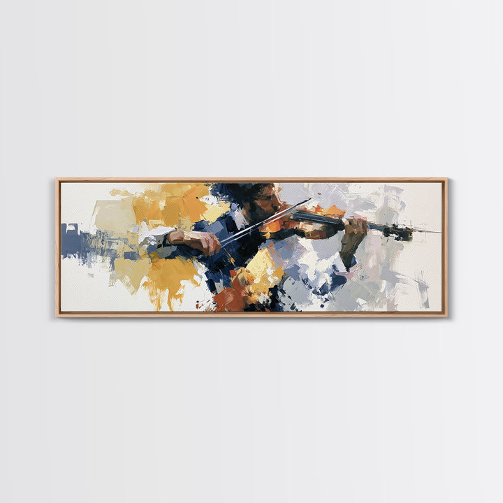 Violinist Painted in Electric Brush Marks Canvas Print, Expressionist Art, Modern Wall Art, Living Room Decor, Oil Painting, EXP-3x1-29