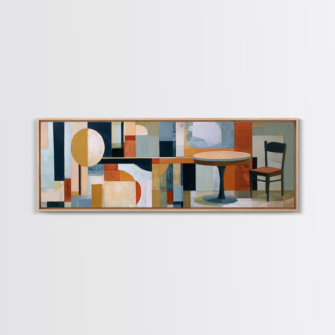 Lonely Caf Table Canvas Print, Expressionist Art, Blue Wall Art, Living Room Decor, Fine Art, Expression, Luxury Decor, EXP-3x1-45