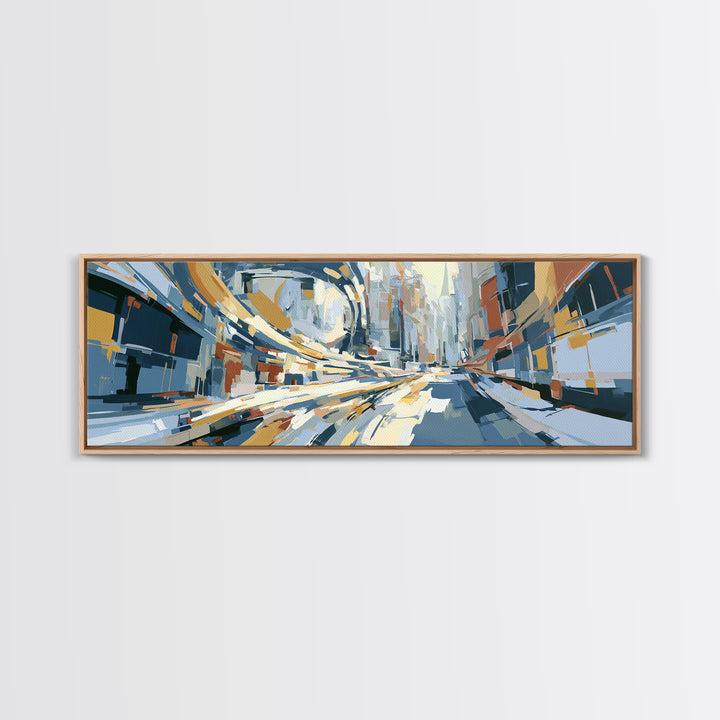 Distorted City Street Framed Canvas Print, Expressionist Art, Boho Decor, Living Room Decor, Oil Painting, Expression, EXP-3x1-89