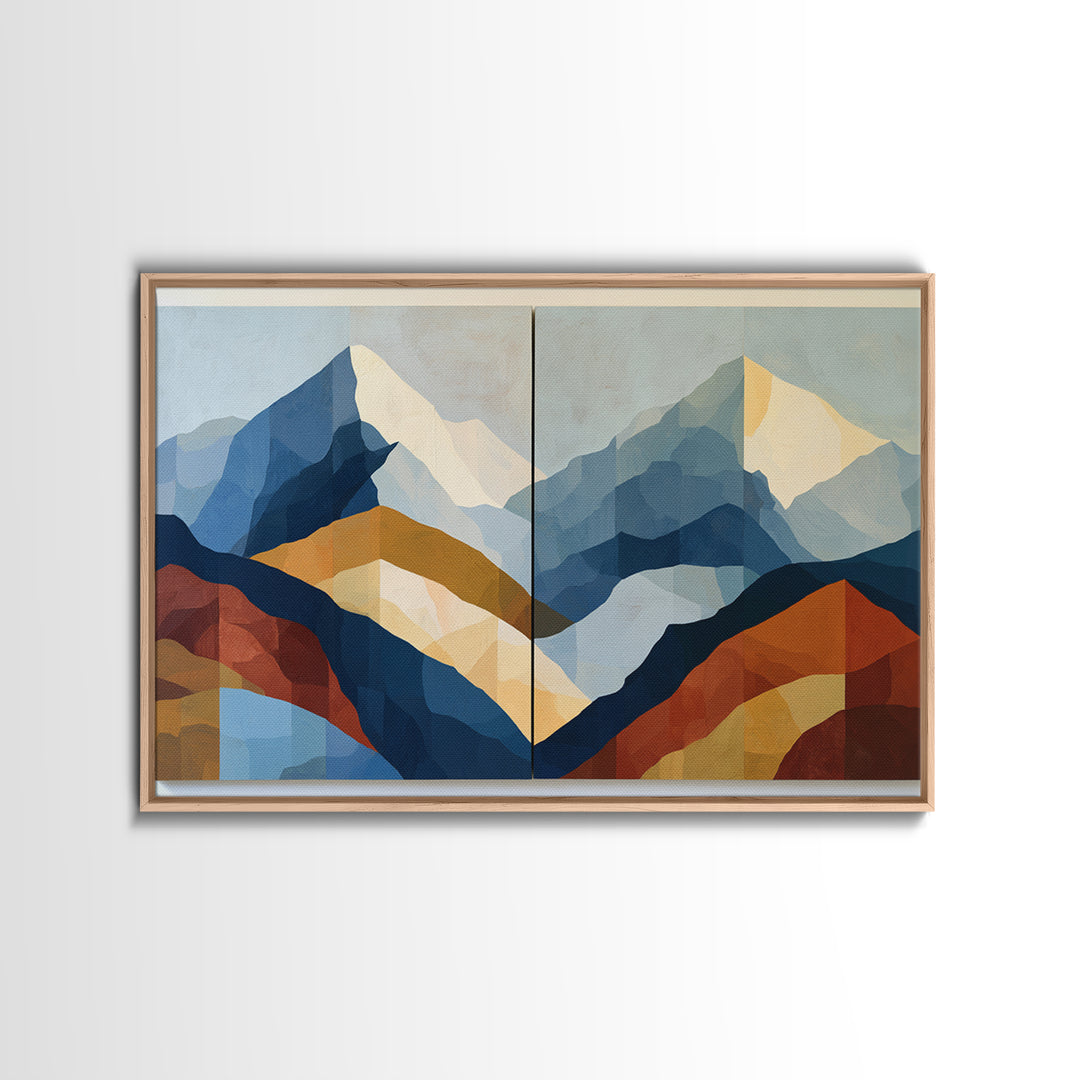 Mountain Landscape in Vibrating Color Bands Canvas Print, Expressionist Art, Unique Wall Art, Living Room Decor, Expression, EXP-3x2-1