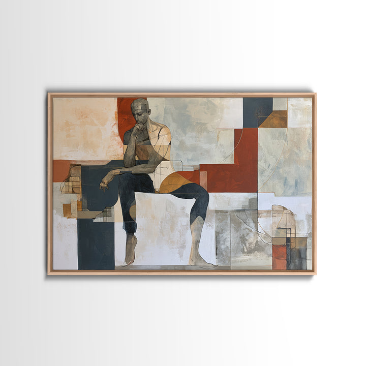 Seated Figure with Raw Gestural Outlines Canvas Print, Expressionist Art, Modern Decor, Living Room Decor, Fine Art, Expression, EXP-3x2-11