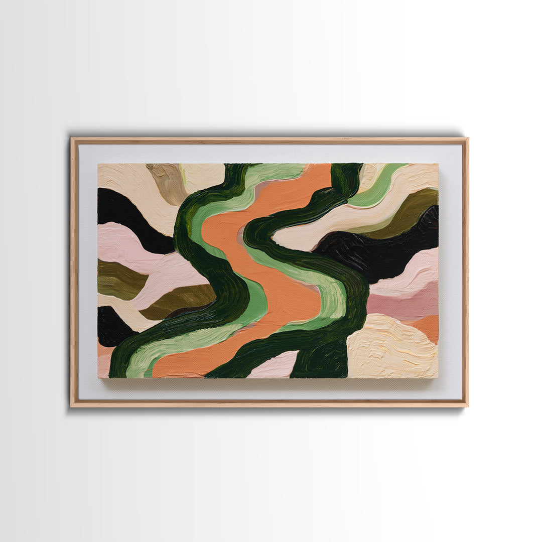 Garden Path with Thick Green and Orange Canvas Print, Expressionist Art, Canvas Art, Living Room Decor, Expression, EXP-3x2-18