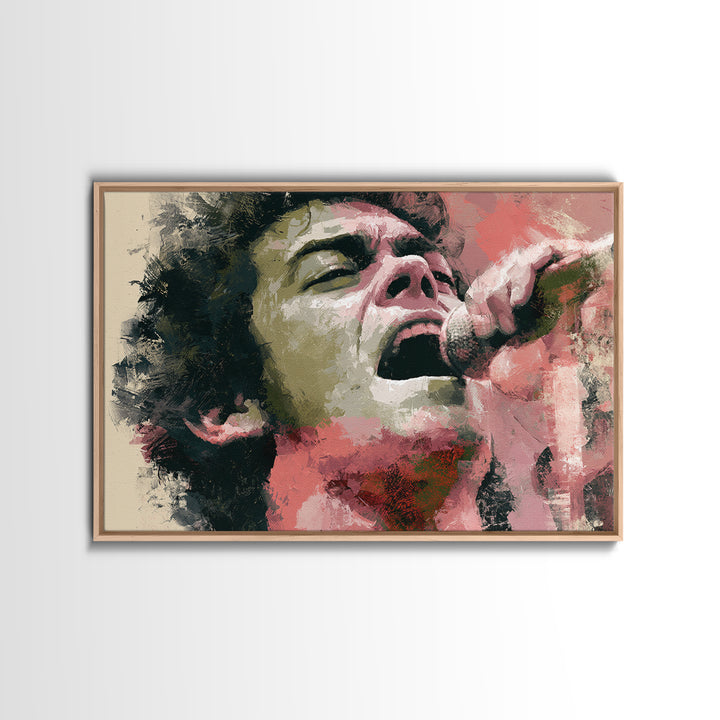 Portrait of a Singer Framed Canvas Print, Expressionist Art, Blue Wall Art, Living Room Decor, Expression, Luxury Decor, EXP-3x2-24