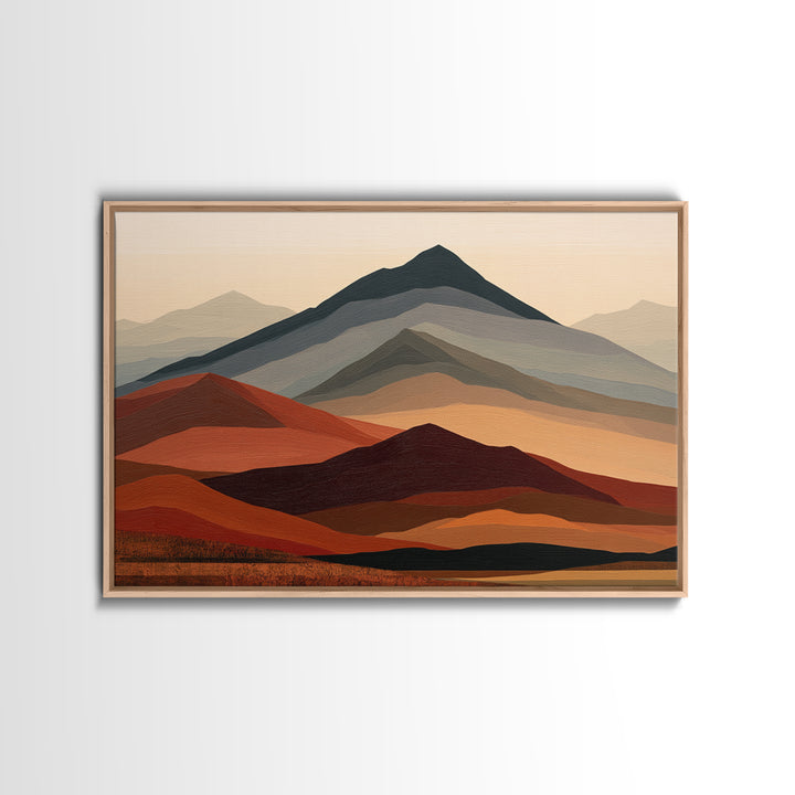 Mountain Landscape in Vibrating Color Bands Canvas Print, Expressionist Art, Moody Wall Art, Living Room Decor, Expression, EXP-3x2-25