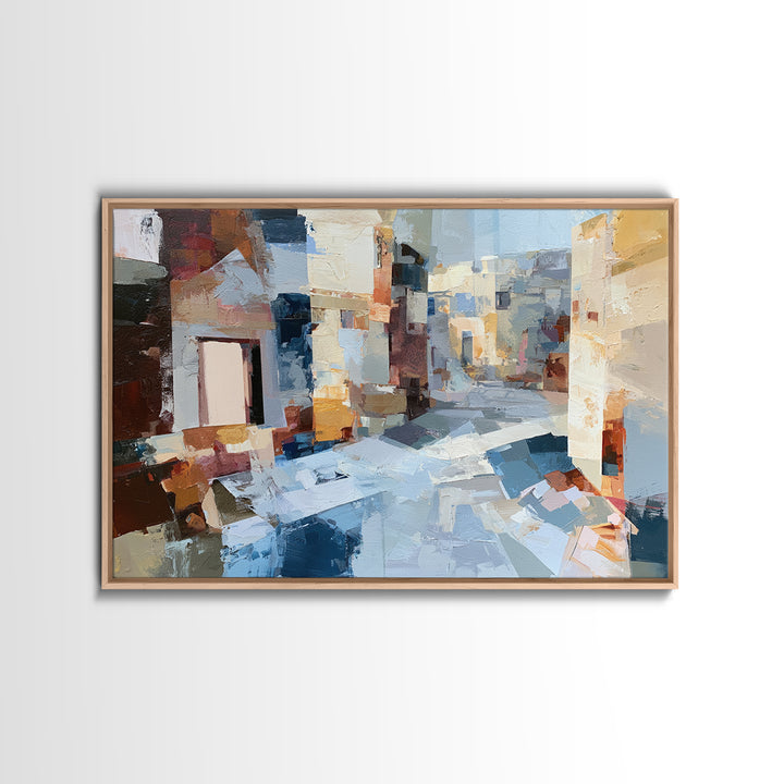 Distorted City Street Framed Canvas Print, Expressionist Art, Minimalist Wall Art, Living Room Decor, Fine Art, Expression, EXP-3x2-5