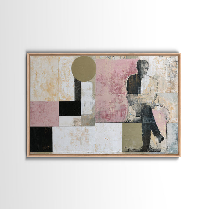 Seated Figure with Raw Gestural Outlines Framed Canvas Print, Expressionist Art, Digital Art, Living Room Decor, Expression, EXP-3x2-59