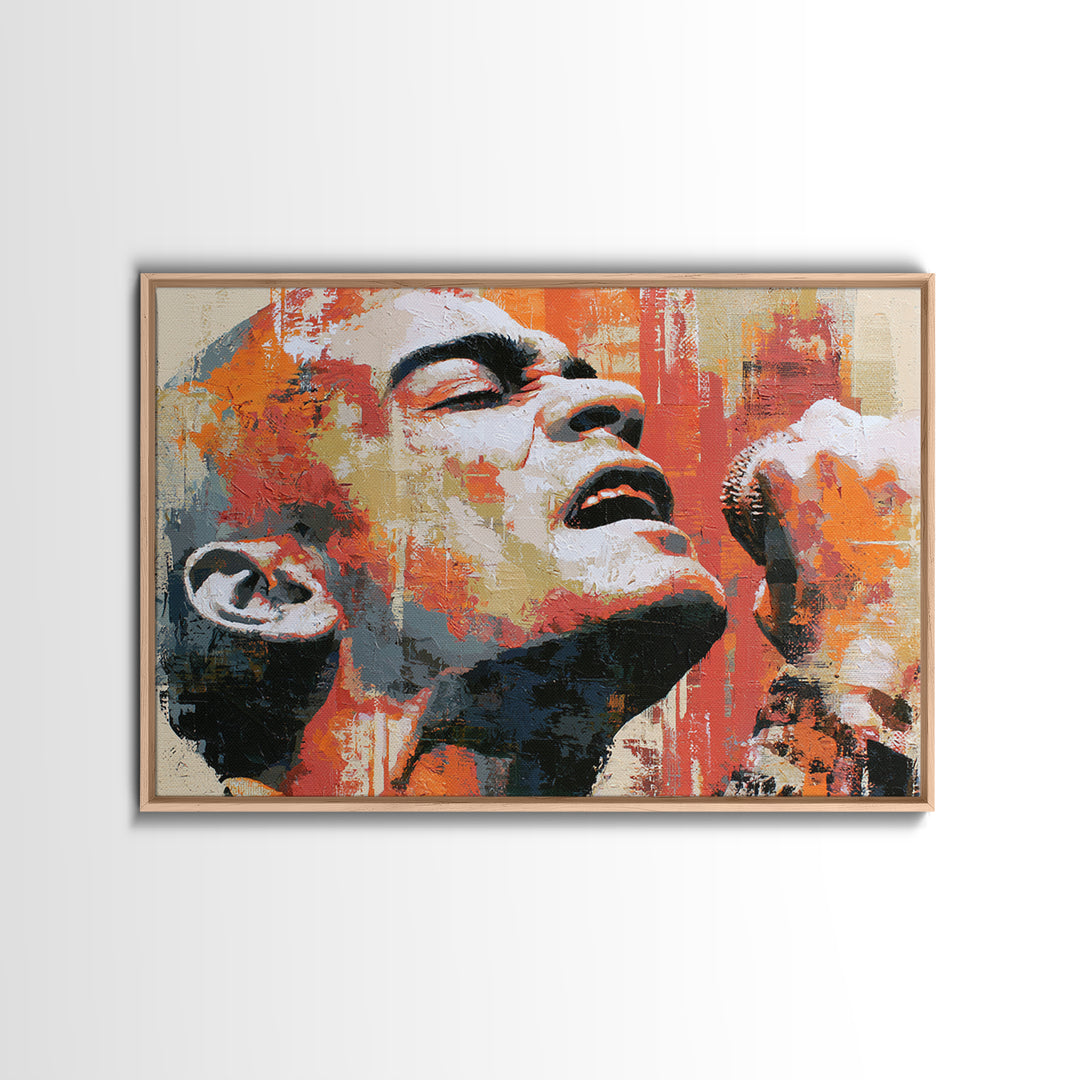 Portrait of a Singer Canvas Print, Expressionist Art, Contemporary Art, Living Room Decor, Fine Art, Expression, Original Art, EXP-3x2-72