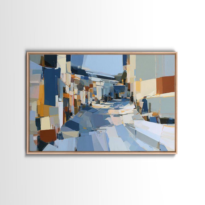 Distorted City Street Framed Canvas Print, Expressionist Art, Room Decor, Living Room Decor, Fine Art, Expression, EXP-3x2-77