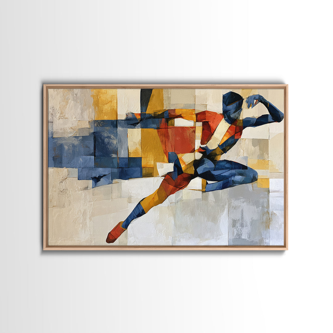Dancer Figure Fractured into Vibrant Movement Canvas Print, Expressionist Art, Home Decor, Living Room Decor, Expression, EXP-3x2-80