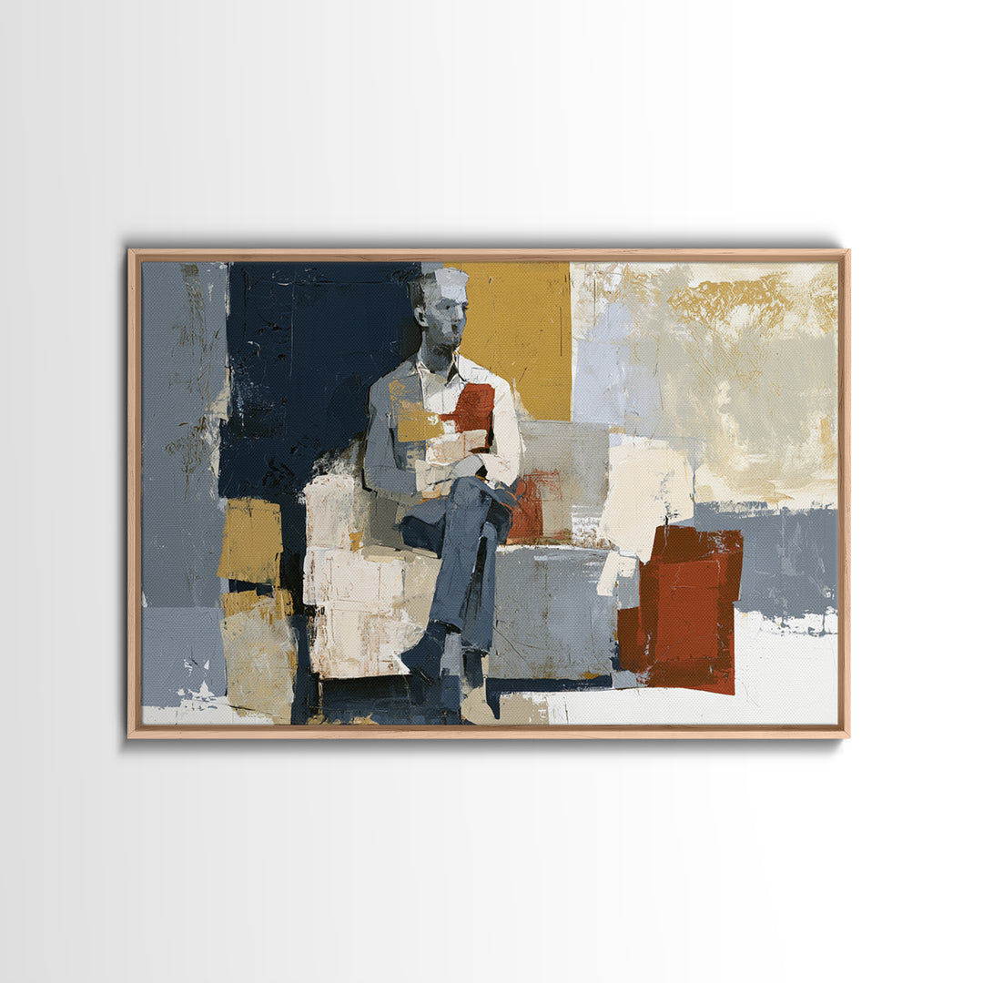Seated Figure with Raw Gestural Outlines Canvas Print, Expressionist Art, Abstract Art, Living Room Decor, Fine Art, Expression, EXP-3x2-83