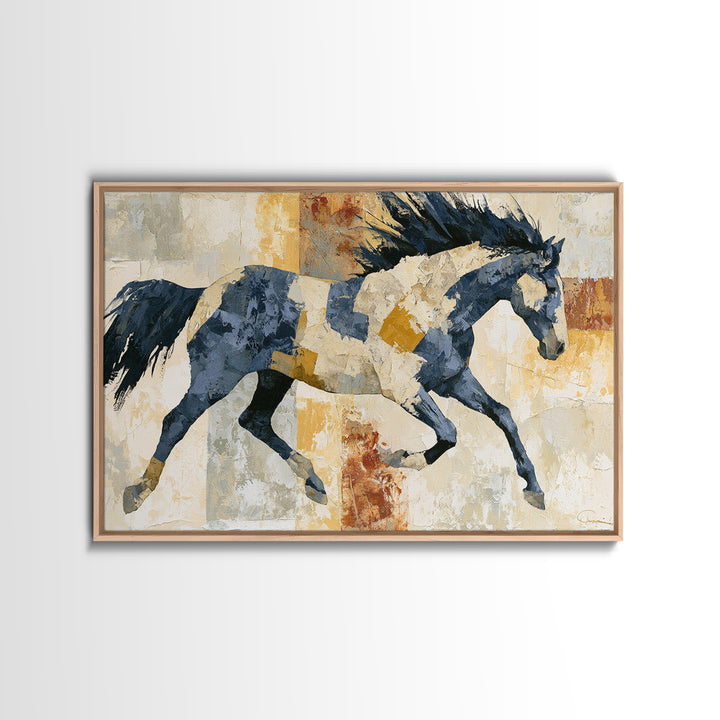 Expressionist Horse in Motion with Wild Mane Framed Canvas Print, Expressionist Art, Modern Art, Living Room Decor, Expression, EXP-3x2-86