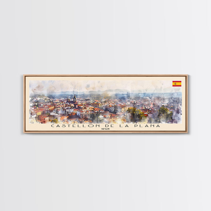 Castellon de la Plana Spain Wall Art, Panoramic Travel Poster, Panoramic Framed Canvas Print, City Wall Art, Wall Hanging Home Decor, Travel Art